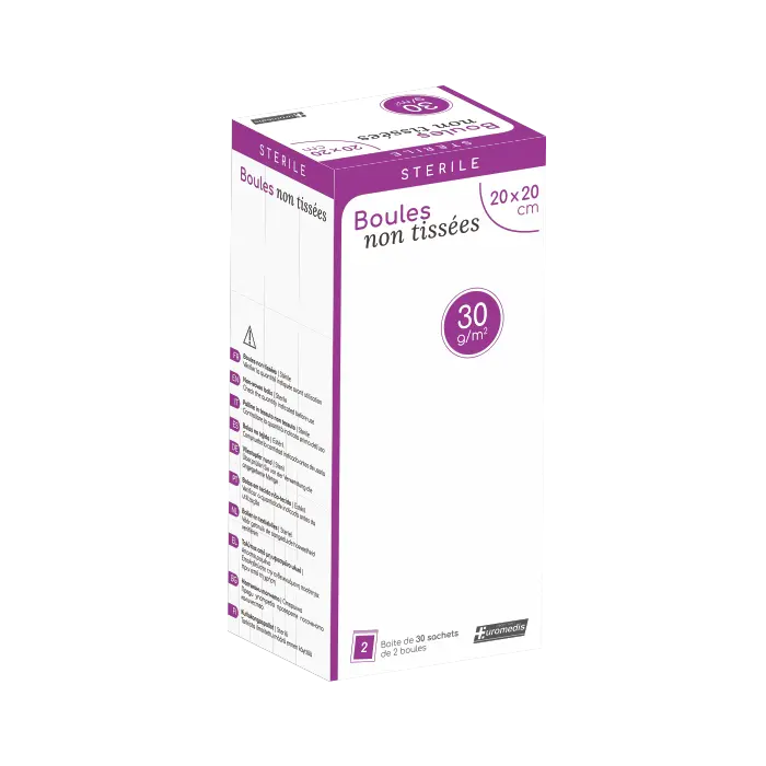 [BntSt-T20x2] Boule en non-tissé stérile T20 (Boite de 30 sachets de 2)