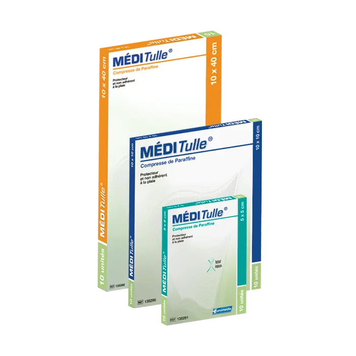 Compresse grasse stérile - MEDITULLE  x10 (5 x 5 cm)