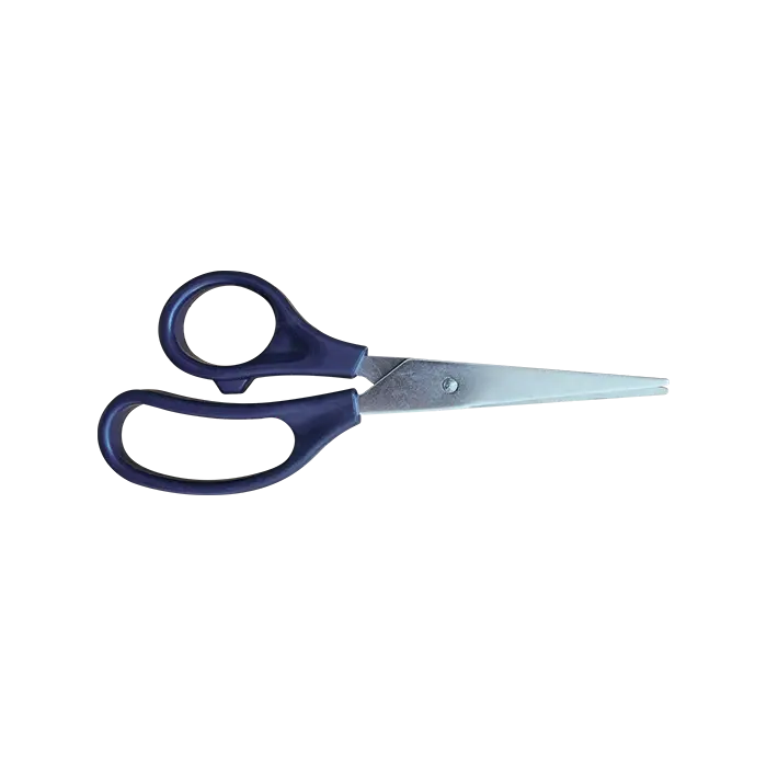 Ciseaux métal anneaux plastiques bouts pointus - sachet pelable (à l'unité)