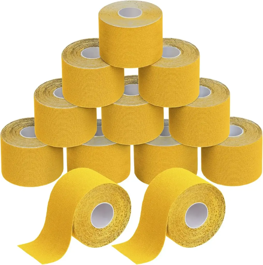 [tape12-jaune] 12 K TAPE - Bandes Adhésifs de Kinésiologie 1 Couleur  - 5 m x 5 cm (Jaune)