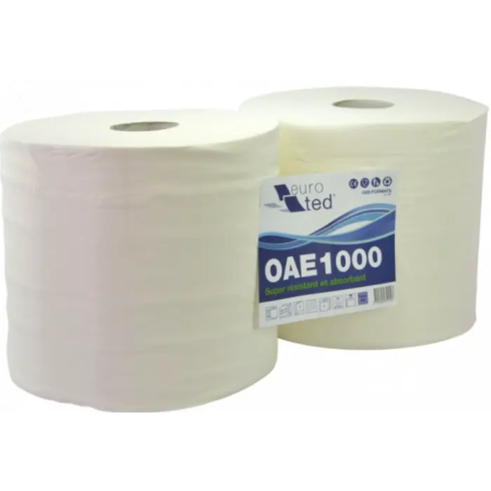Bobine d'essuyage, 1000 formats, 24 x 28 cm  | Lot de 2 rouleaux
