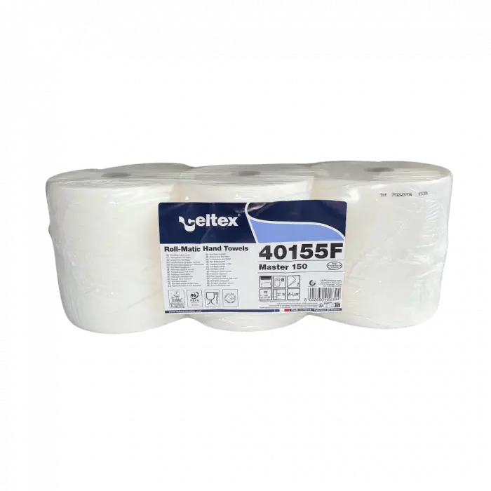 Essuie-mains gaufré Bobine de 150m, pure ouate de cellulose système Autocut | Lot de 6