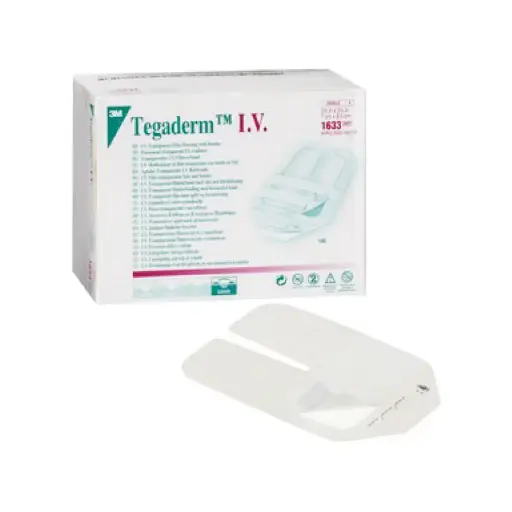 [tegIV100] Tegaderm™ I.V. 7cm x 8,5cm - Pansements de maintien de cathéters fendus, renforcés, x 100	