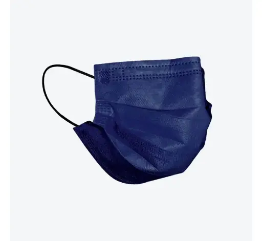 [MCIIR-bf-50] Masque 3 plis chirurgien type IIR bleu foncé avec élastiques - Boite de 50