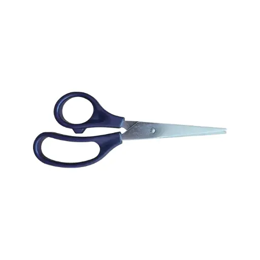[174652] Ciseaux métal anneaux plastiques bouts pointus - sachet pelable - x100 
