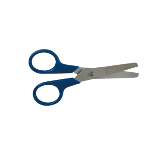 Ciseaux métal anneaux plastiques bouts rond - sachet pelable